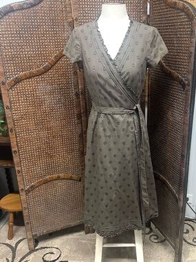 Boden wrap dress short sleeve 10R brown